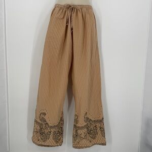 Punjammies by Sudara Wide Leg Cotton Lounge Pants Size L Boho Artsy Coastal